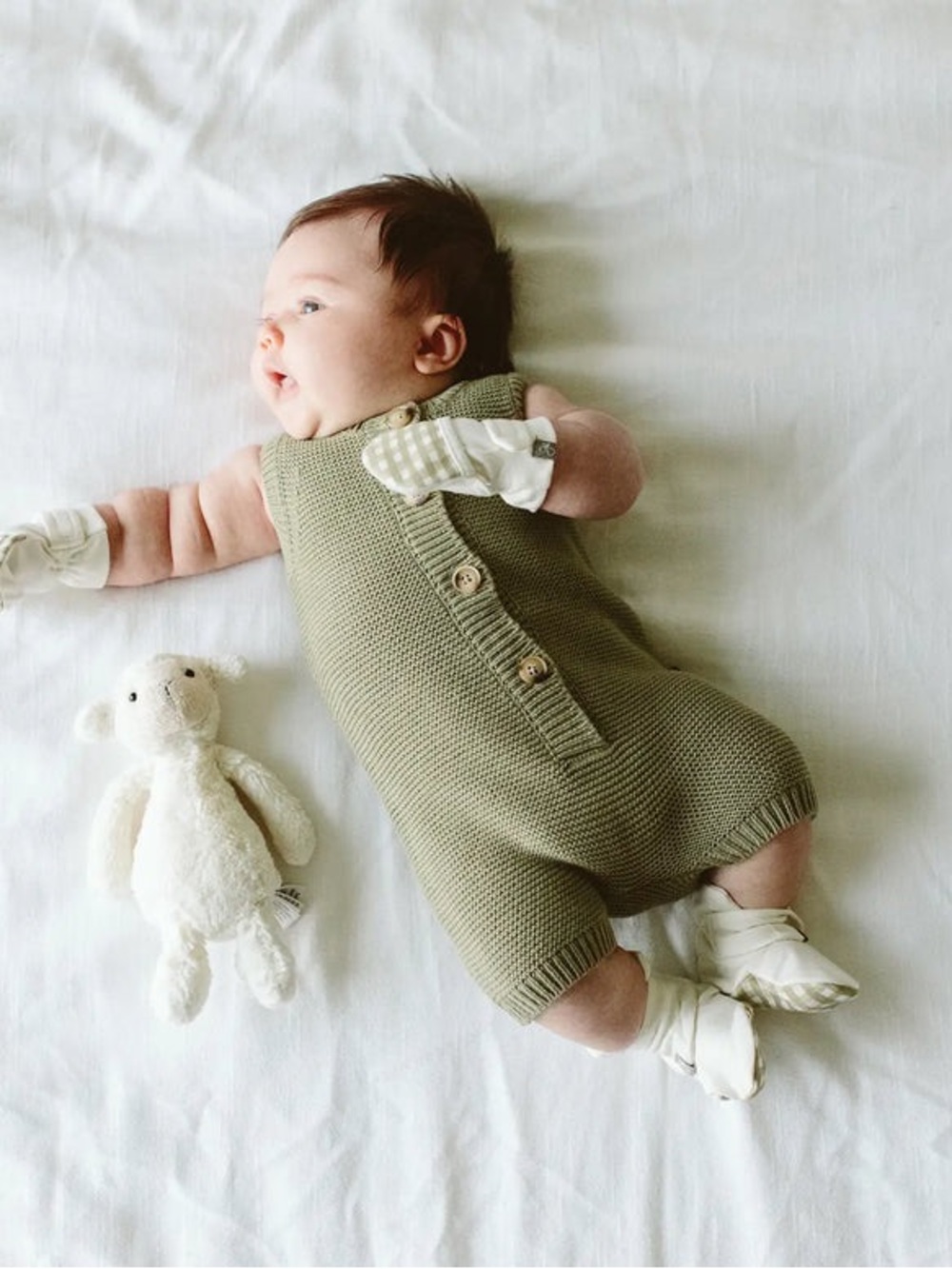 Goumikids Organic Cotton Knit Romper, Artichoke, 0-3M